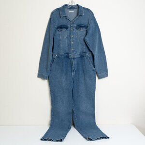 Good American Long Sleeve Denim Utility Jumpsuit Size 5 / XXL